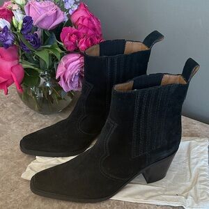 Ganni Black Suede Heeled Boots